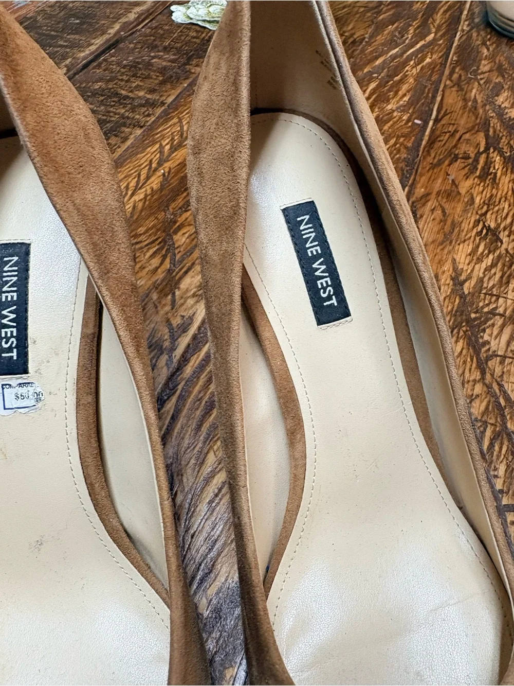Nine West Ezra Tan Camel Suede Leather Pointed-Toe Stiletto Pump Size 10.5